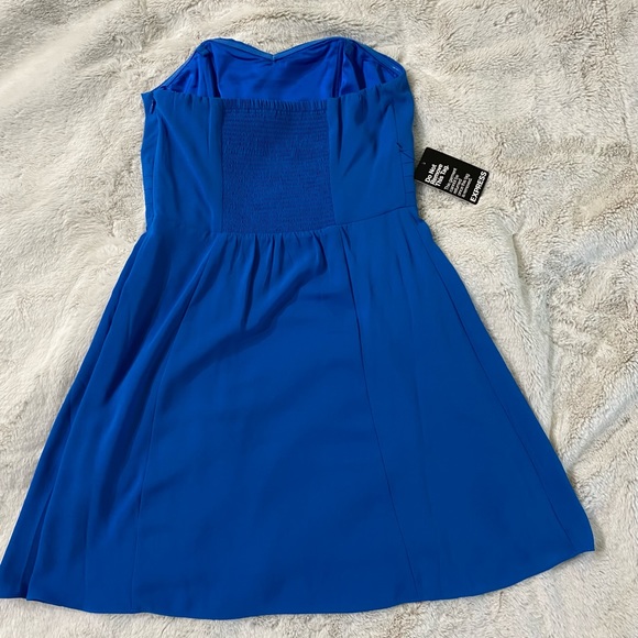 🆕 NWT size 6 Express Wedding Guest Blue Strapless Dress - Picture 5 of 14